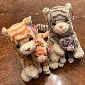 Ty Beanie Buddies and Babies cats Amber and Silver. Pet free smoke free home.